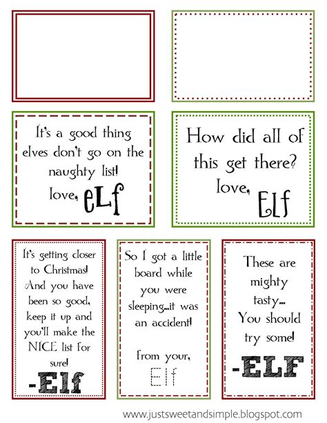 Elf Printable Notes