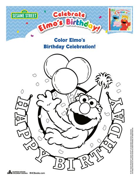 elmo birthday coloring pages