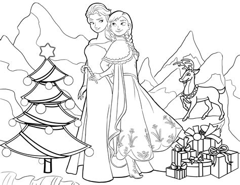 elsa and anna christmas coloring pages