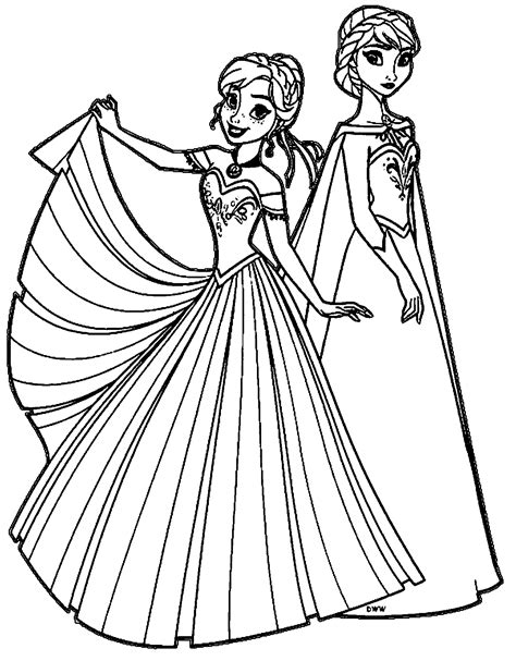 elsa anna colouring pages