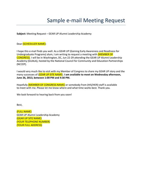 Email Template For Meeting Request