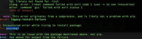error installing psycopg2 library not found for -lssl