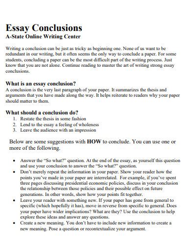 Essay Conclusion Template