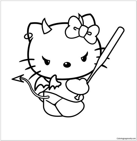 evil hello kitty coloring pages