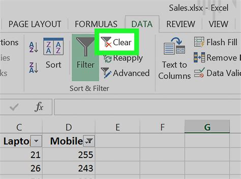Excel Clear Filter