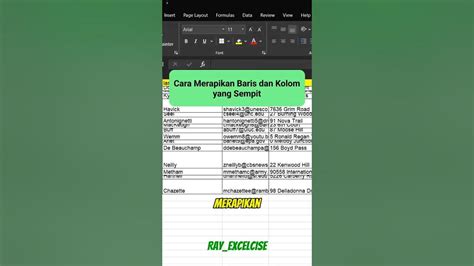 Excel Kolom sempit