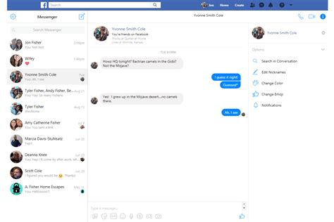 Tampilan Chat pada Facebook Messenger