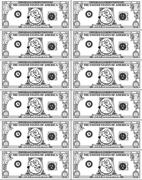 fake money coloring pages