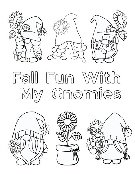 fall gnomes coloring pages