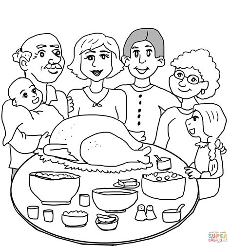 family dinner coloring pages