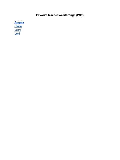 Favorite Teacher Walkthrough