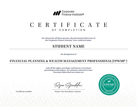 finance certificate types