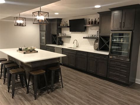 finished basement with bar
