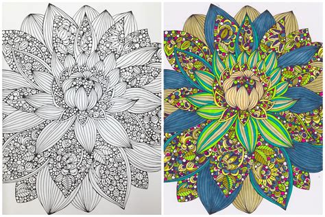 finished coloring pages flowers