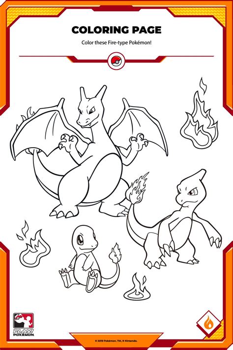 fire type pokemon coloring pages