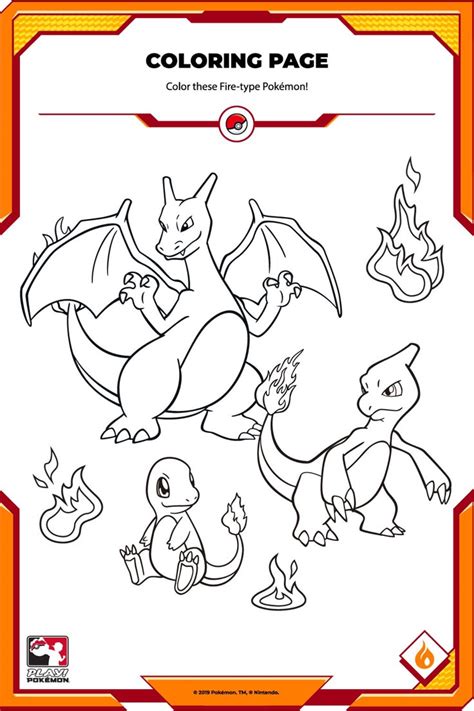 fire type pokemon coloring pages