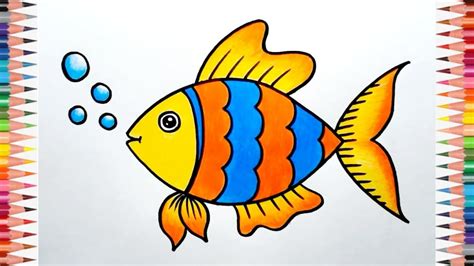 fish colour drawing easy