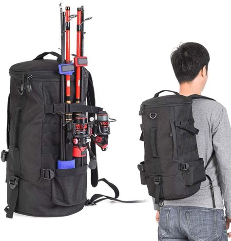 Fishing backpack with rod holder and large capacity
