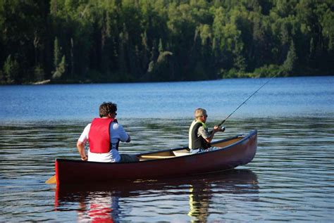 fishing canoe on lake