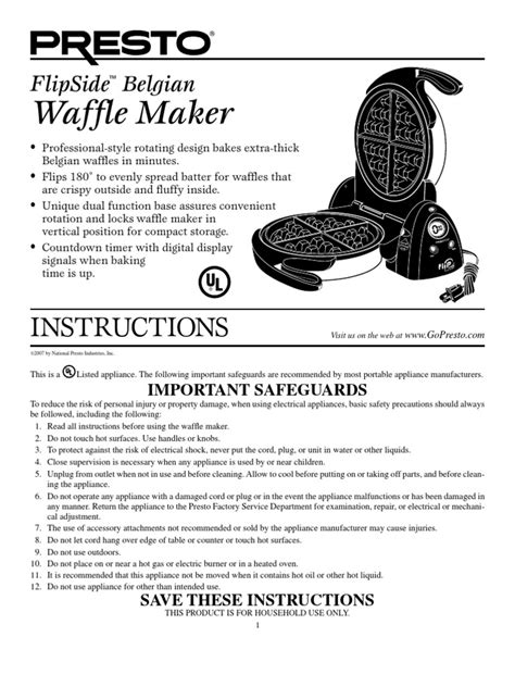 flipside waffle maker instructions