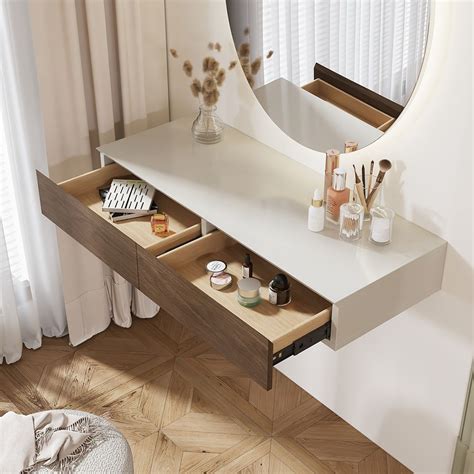 floating makeup vanity with drawers