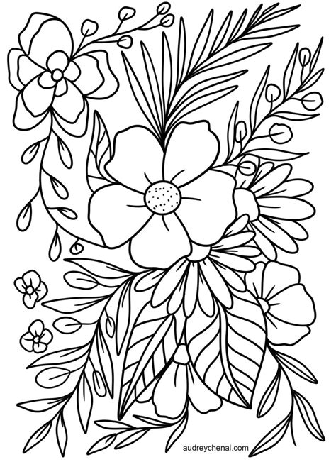 floral colouring page