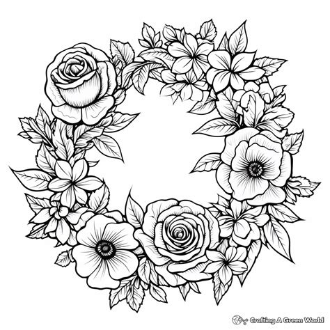 floral wreath coloring page