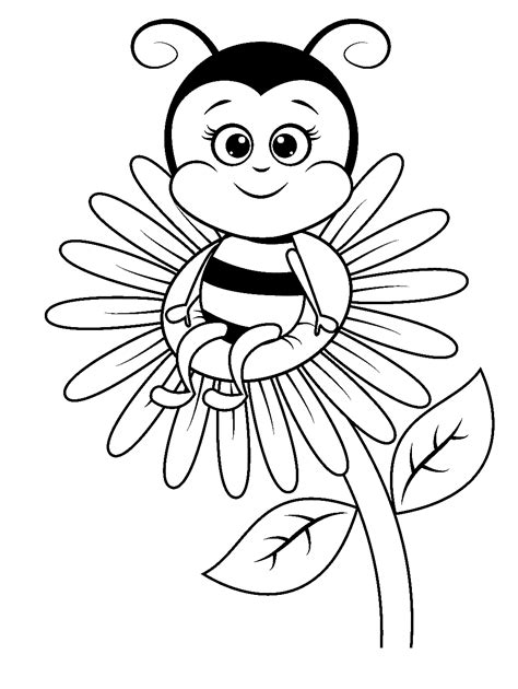 flower and bee coloring pages