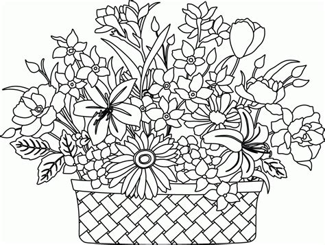 flower basket coloring pages
