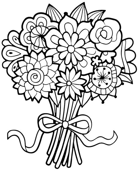 flower bouquet coloring sheet