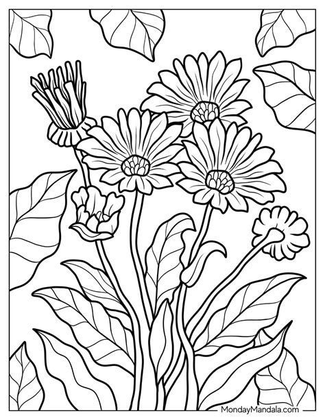 flower coloring page pdf