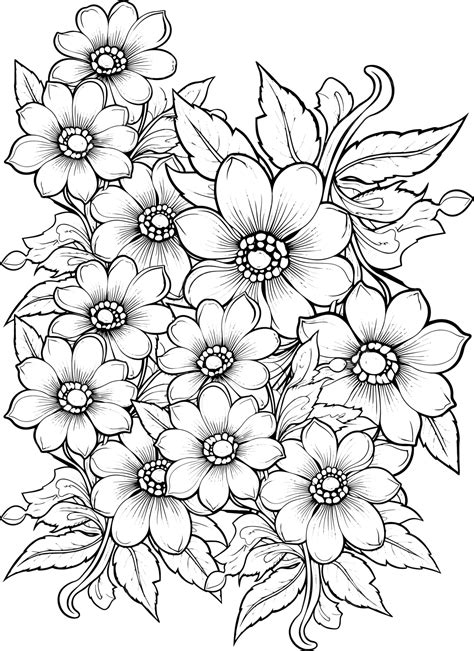 flower design flower coloring pages for adults