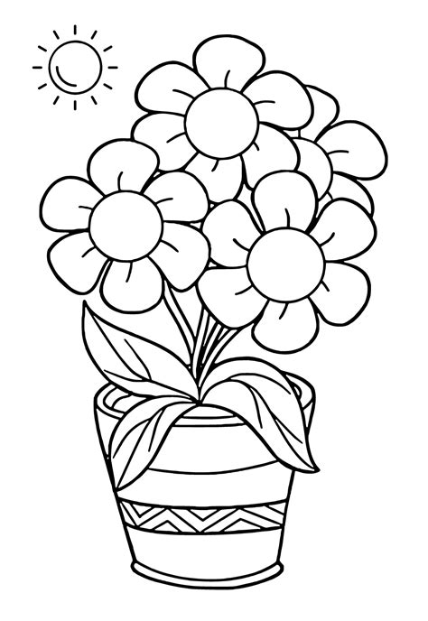 flower in a pot coloring page
