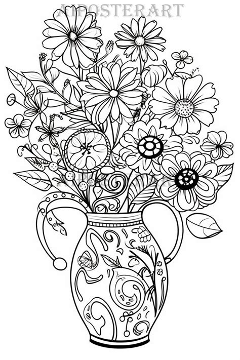 flowers in a vase coloring pages