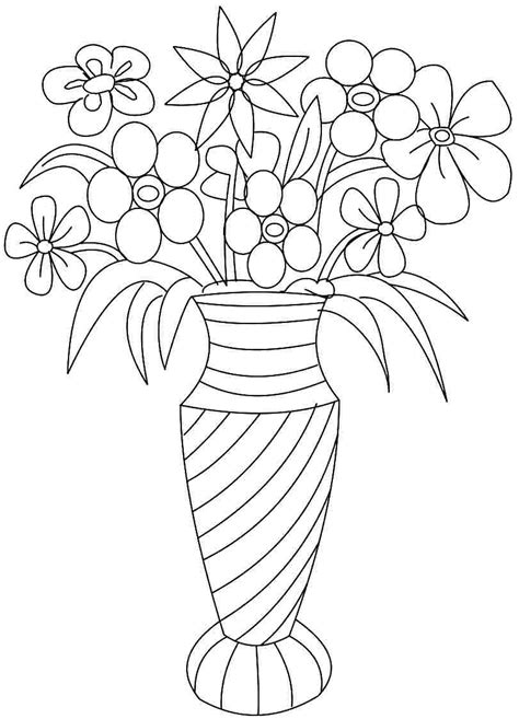 flowers in vase coloring page