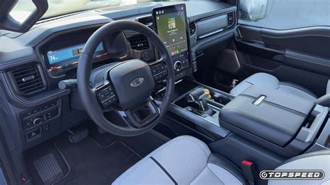 Spacious interior of the Ford F-150 Lightning, highlighting comfort and practicality