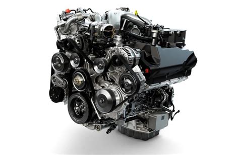 Close-up of a Ford Super Duty's powerful V8 engine, highlighting its towing capacity potential