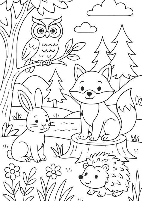 forest coloring pages with animals