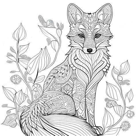 fox adult coloring page
