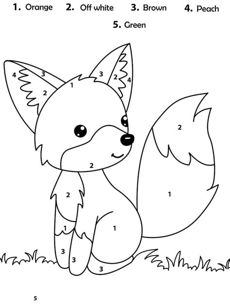 fox color by number printable