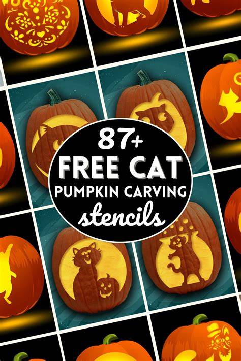 free cat pumpkin stencil