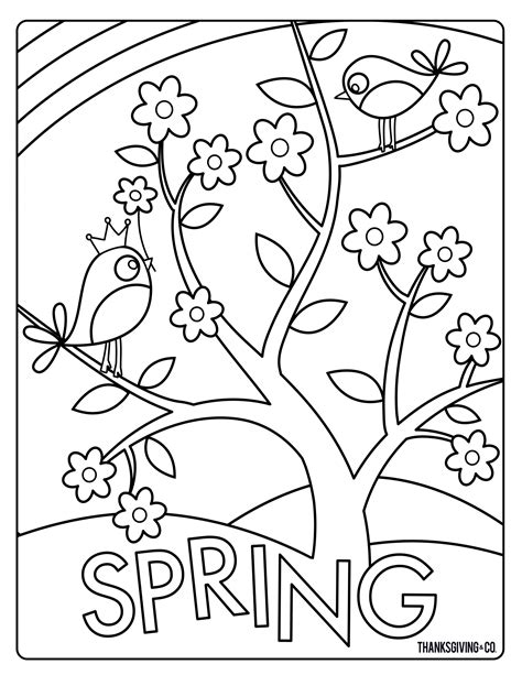 free colouring sheets spring