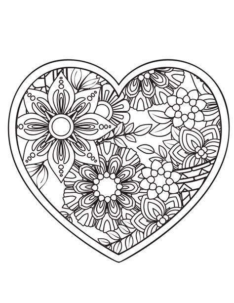 free heart coloring pages for adults