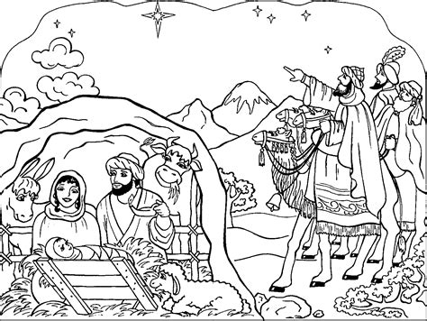 free manger scene coloring pages