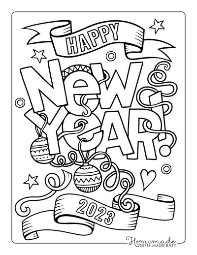 free new year coloring pages 2023