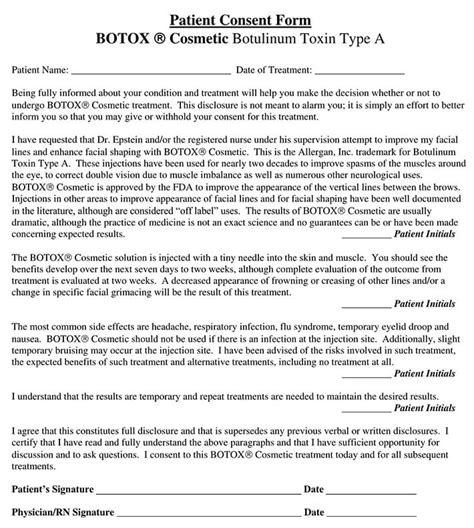 Free Printable Botox Consent Form