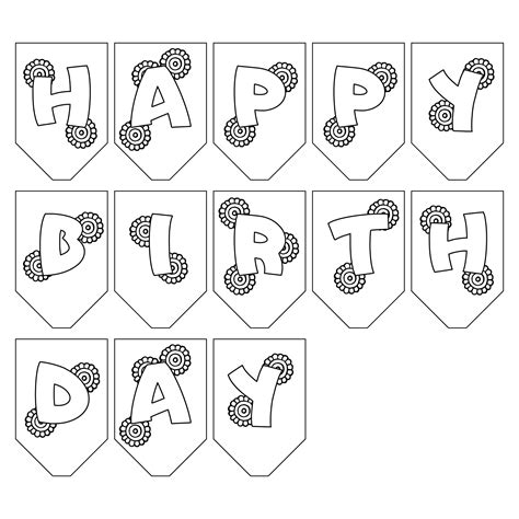 free printable happy birthday banner coloring pages