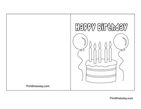 free printable happy birthday coloring card