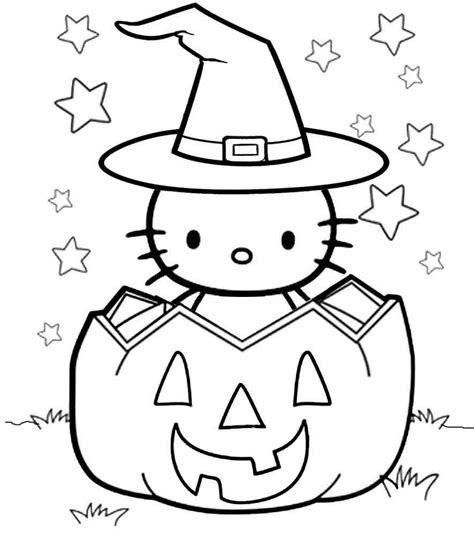 free printable hello kitty halloween coloring pages