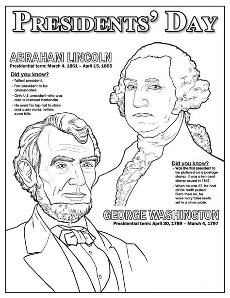 free printable presidents day coloring pages